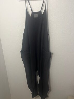 Free People HOT SHOT JUMPER Black Oversized Pocket Jumpsuit